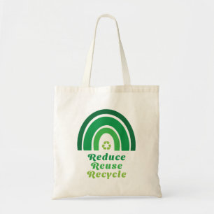Green Rainbow Environmental Reduce Reuse Recycle Tote Bag