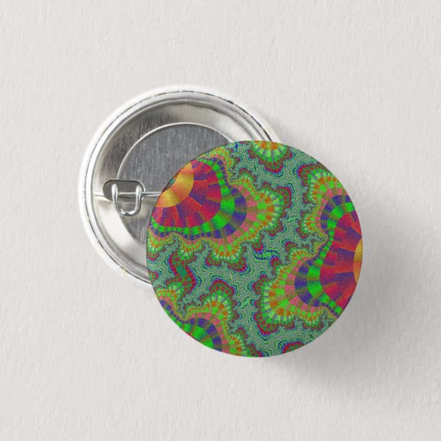 Green Rainbow Gear 1 Inch Round Button (Front & Back)