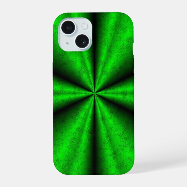 Green Rainbow in Elephant Skin Leather Optik iPhone 15 Case (Back)