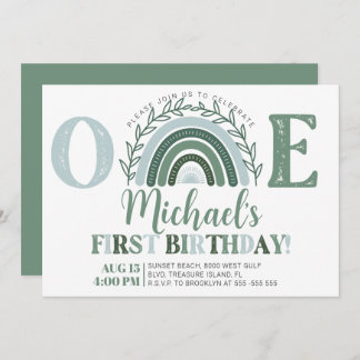 Green Rainbow Invitation Anniversaire, Tons Terre