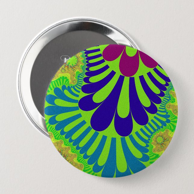 Green Rainbow Loop 4 Inch Round Button (Front & Back)
