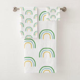 Green Rainbow Painting Irish Pattern Towel Set