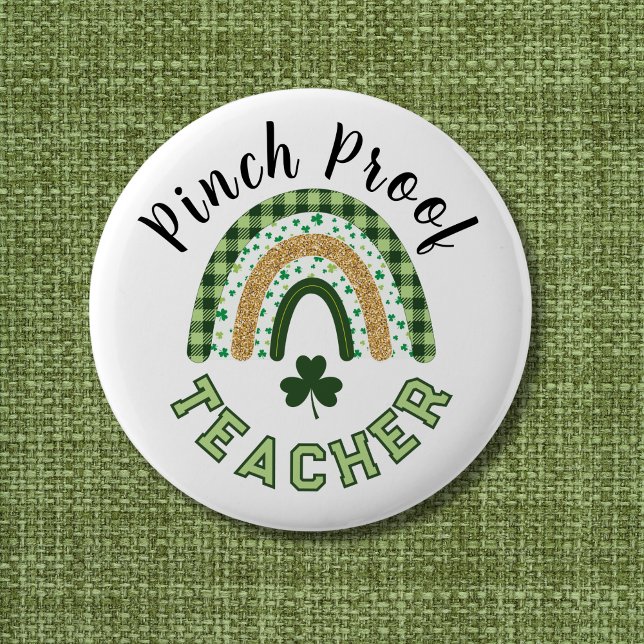 Green Rainbow Pinch Proof Teacher St Patrick's Day 2 Inch Round Button (Creator Uploaded)