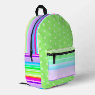 Green rainbow polka dot backpack