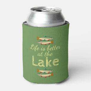 Green Rainbow Trout   Life is better at the Lake Can Cooler