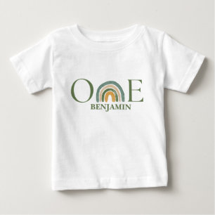 Green Rainbow Watercolor 1st Birthday Baby T-Shirt