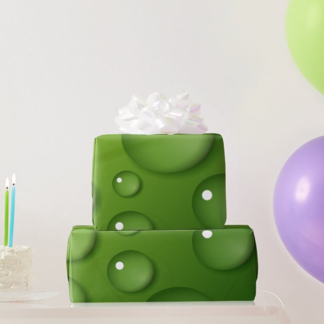 Green Raindrop Pattern Wrapping Paper (Party Gifts)