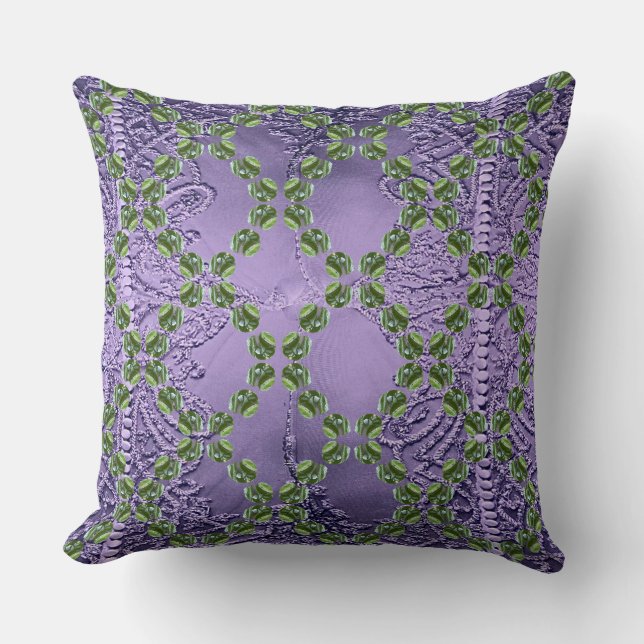 Green Raindrops  Throw Pillow (Front)