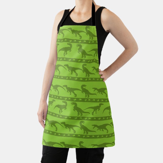 Green Raptor Pattern Apron (Insitu)