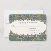 Green Raspberry Blue Mariage damassé Invitation