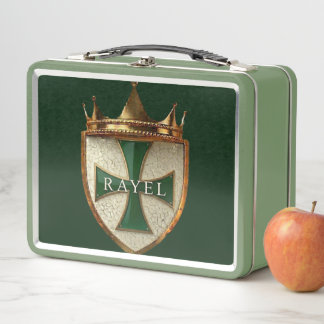 Green RayEl Crest   Metal Lunch Box