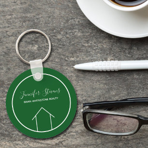 Green Real Estate Company Modern Custom Realtor Keychain
