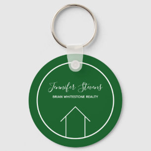 Green Real Estate Company Modern Custom Realtor Keychain