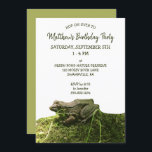 Green Realistic Frog Photo Custom Party Invitation<br><div class="desc">Throw one hopping party with these fun custom frog party invitations. The flat panel invites have a photo of a frog sitting on a moss-covered rock and plenty of room for including all of your party details. Great for throwing parties for fans of frogs and amphibians who prefer realistic images...</div>