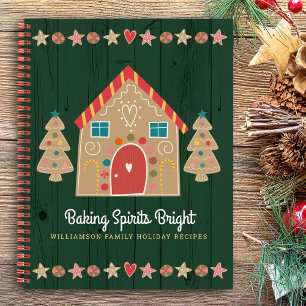 Green Recipe Cookbook Gingerbread Rustic Wood Cute Notebook