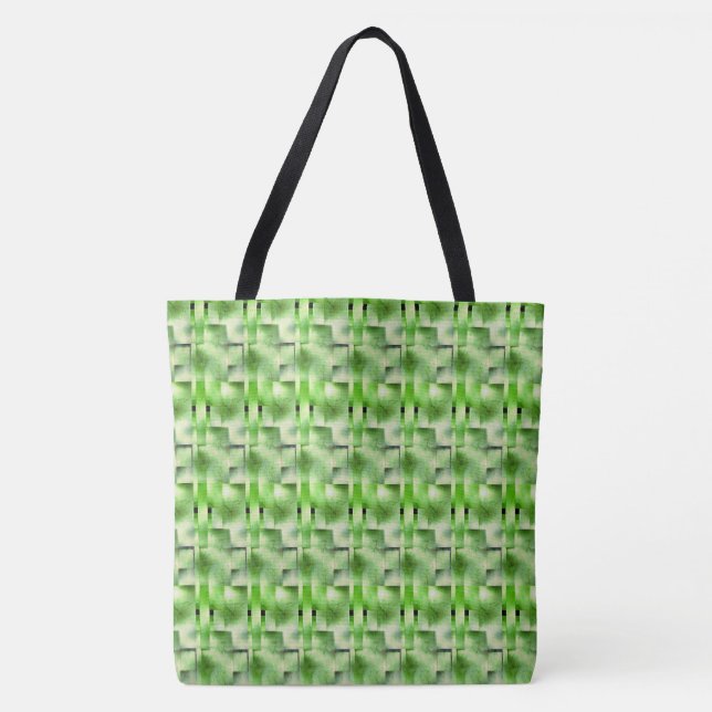 Green rectangles, shapes, spots grey and white. tote bag (Front)