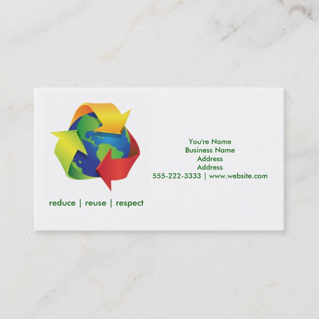 Green Recycle Earth Day Green Business Cards (Front)