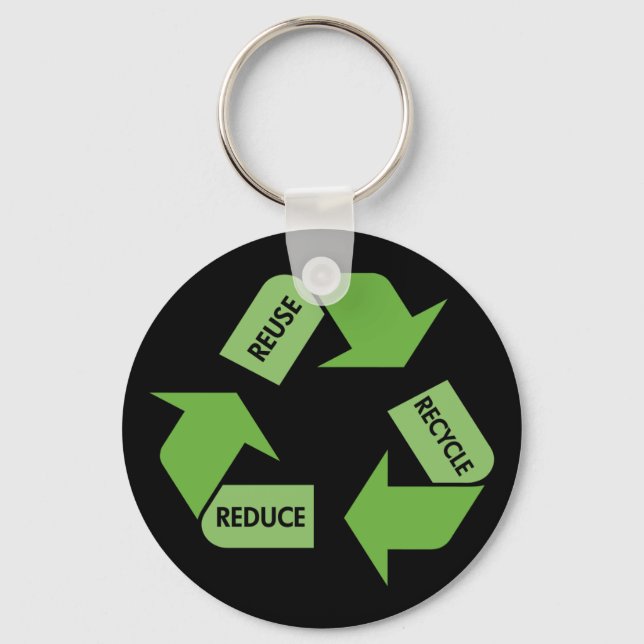 Green Recycle Reuse Reduce Keychain (Front)