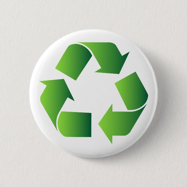 Green Recycle Symbol 2 Inch Round Button (Front)