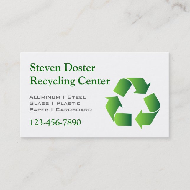 Green Recycle Symbol Business Card (Front)