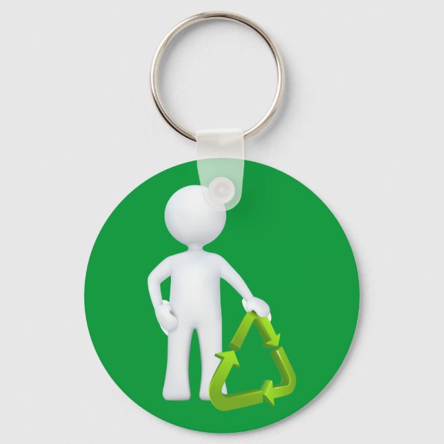 Green Recycle Symbol Keychain (Front)