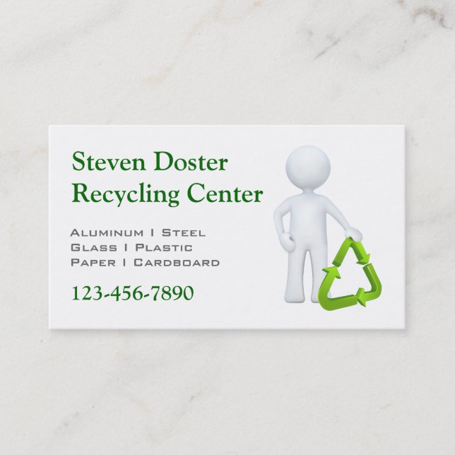 Green Recycle Symbol & Man Business Card (Front)
