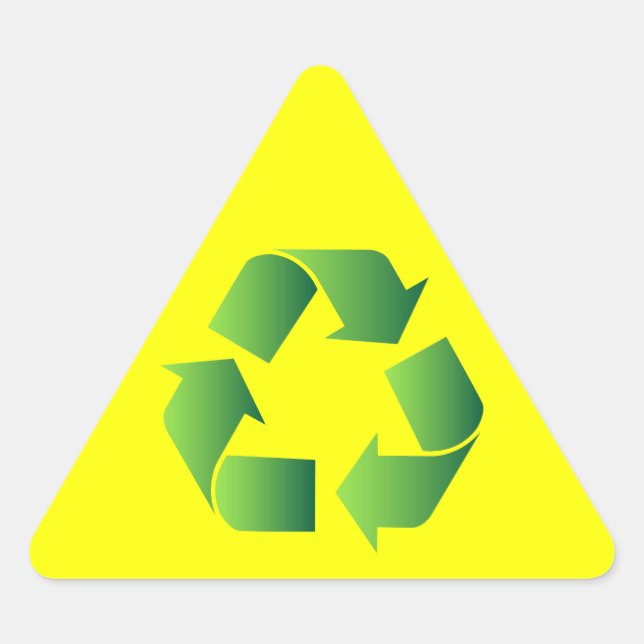 Green Recycle Symbol Triangle Sticker (Front)