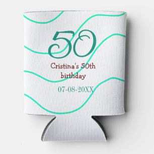Green red 50 birthday anniversary add name date p can cooler
