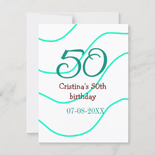 Green red 50 birthday anniversary add name date p postcard