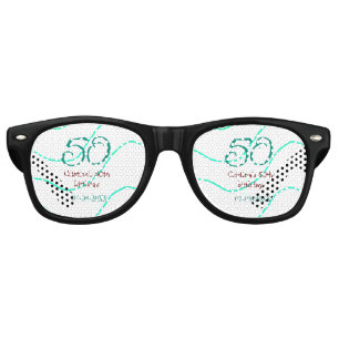 Green red 50 birthday anniversary add name date p retro sunglasses