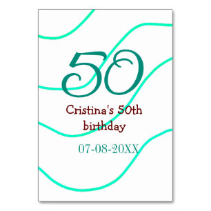 Green red 50 birthday anniversary add name date p table number