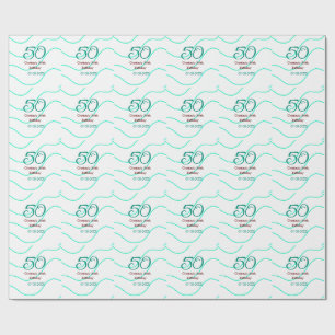 Green red 50 birthday anniversary add name date p wrapping paper
