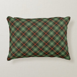 Green, Red, and Black Vintage Plaid Accent Pillow