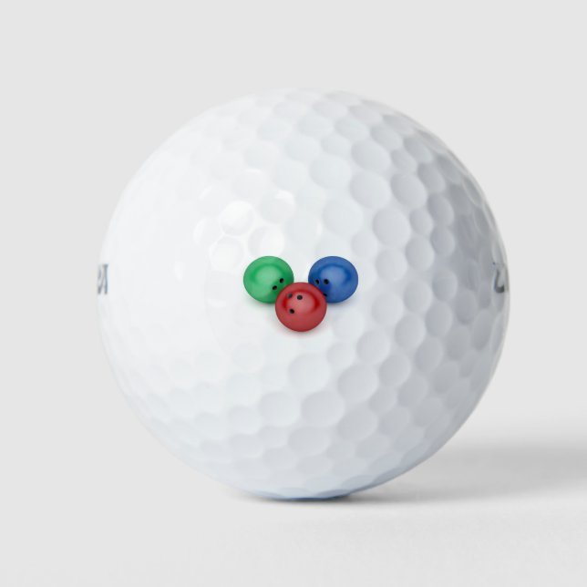 Green, red and blue bowling balls (Front)