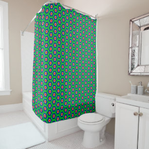 Green, Red and Blue Pattern Shower Curtain