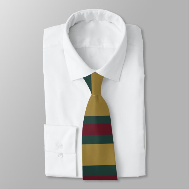 Green Red And Gold Christmas Candied Striped Tie (Tied)