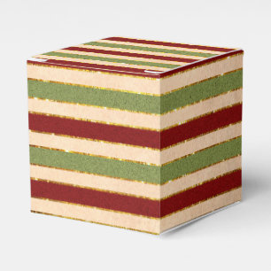 Green, Red and old Foil Striped Christmas Pattern Favor Box