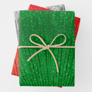 Green, Red, and Silver Wrapping Paper Sheet