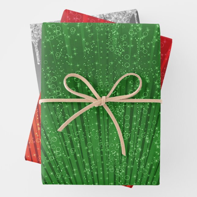 Green, Red, and Silver Wrapping Paper Sheet (In situ)