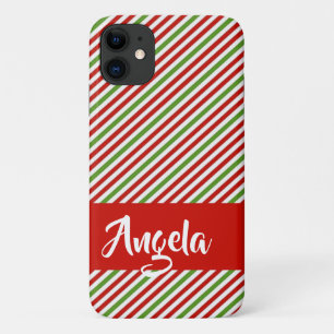 Green, red and white stripes iPhone 11 case