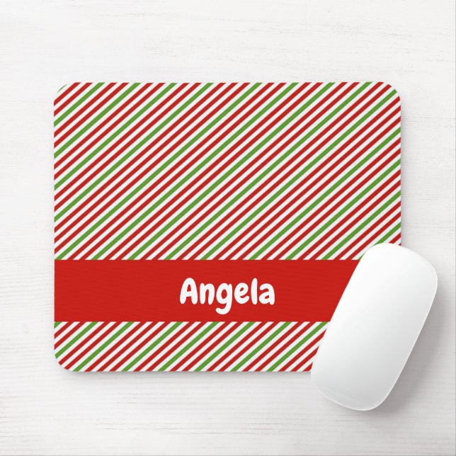 Green, red and white stripes mouse pad (With Mouse)