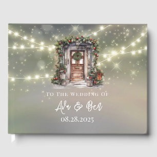 Green Red Berry Decorated Door Light Wedding Guest Book