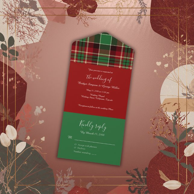 green red black scottish celtic tartan wedding all in one invitation (Creator Uploaded)