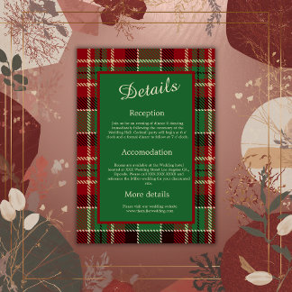 green red black scottish celtic tartan wedding enclosure card
