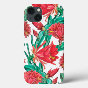Green Red Blooming Cactus iPhone 13 Case