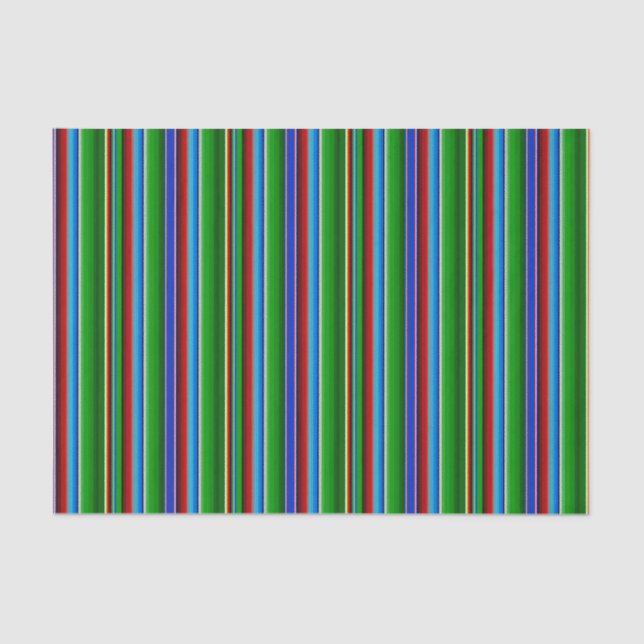 Green Red Blue Mexican Sarape Tissue Paper (Front)