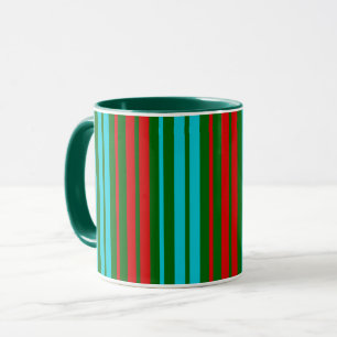 Green Red Blue Stripes Pattern Mug
