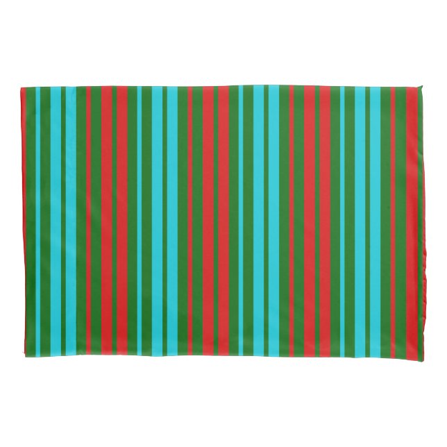 Green Red Blue Stripes Pattern   Pillowcase (Front)