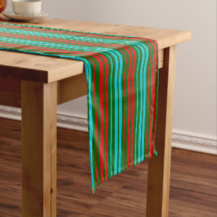 Green Red Blue Stripes Pattern   Short Table Runner