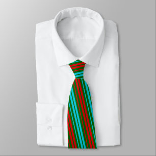 Green Red Blue Stripes Pattern Tie
